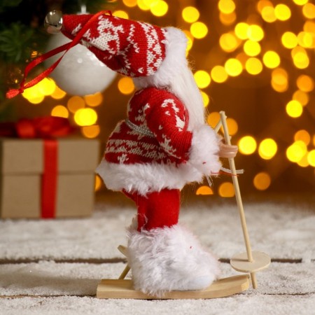 Santa Claus "Ski" in a knitted suit, 17 cm-3