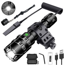 Tactical battery flashlight, 10 W, 800 mAh, 1600 lm, IP6, 5 modes, USB