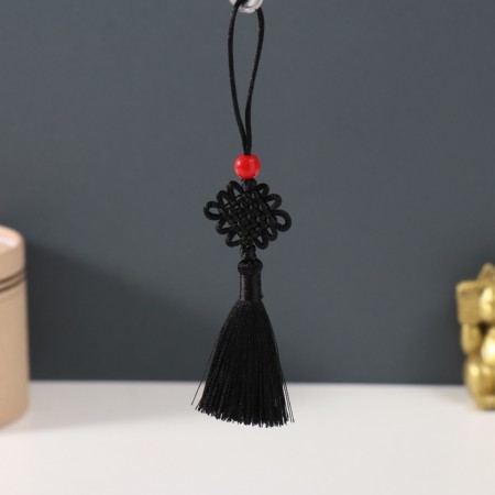Suspension textiles, plastic "Knot of happiness and infinity" Black 8.5 cm