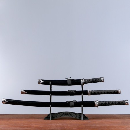 Suv. Product Katana 3V1 on a stand, scabbard to leatherette, black reptile 47/70/89cm