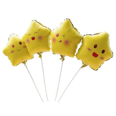 Foil ball 10 "Star Smile", yellow, mix-3
