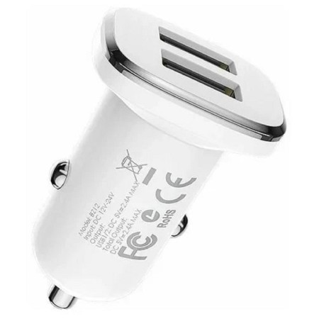 Car charger Borofone BZ12, 2XUSB, 2.4 A, white-1