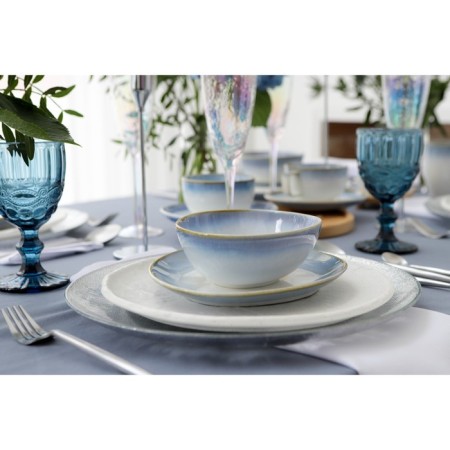 Porcelain dish for feeding Magistro "Paveti", D = 20.5 cm, Blue color-3