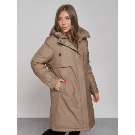 Coat insulated winter female, size 46, brown color-9