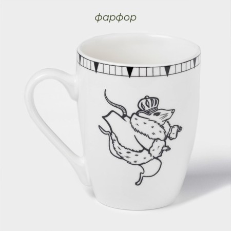 Mug New Year's Dula "FALIC TALE", 330 ml, for tea, porcelain, white-1