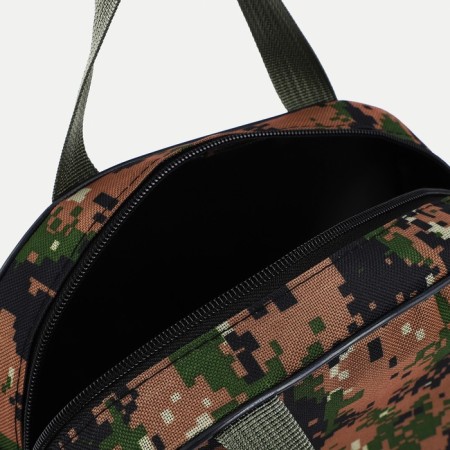 Cosmetic bag on a zipper, with a grid, khaki color/brown-2