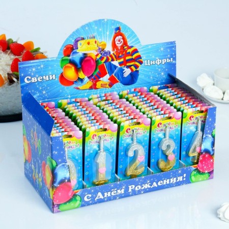 Show Box with candles for cake numbers "heart", 10.2 cm, 50 pieces-2