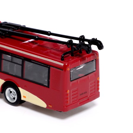 Metallic trolleybus, 1:72, inertial, burgundy color-3