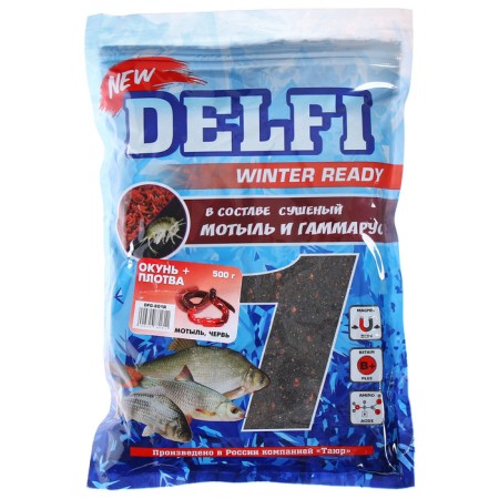 Bait winter -moisturized delfi Ice Ready, perch - roach, bloodworm/worm, 500 g