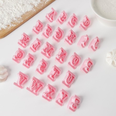 A set of seals for marzipan and test "English alphabet", 26 pcs, 29 × 19 × 2.5 cm