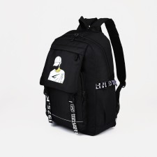 A backpack with a zipper, 2 external pockets, black color