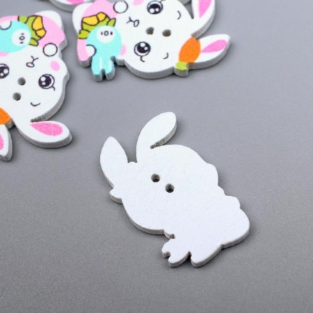 Buttons wood for creativity 2 punctures "Zveka with a bunny" set of 15 pcs mix 2.4x1.5 cm-2