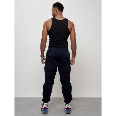 Cargo jeans men, size 46-48, dark blue color-10