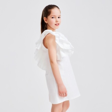 Платье для девочки MINAKU: Cotton Collection цвет белый, рост 134-1