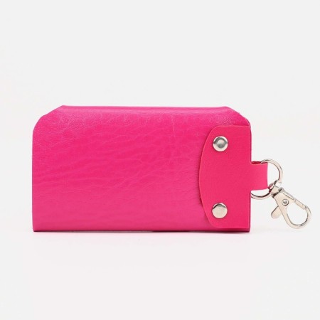 Key of buttons, length 11 cm, 7 carabiners, fuchsia color-1