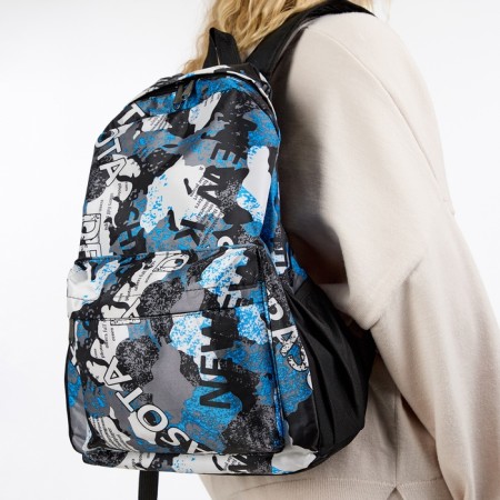 Youth backpack from textiles, 3 pockets, blue/gray color-6
