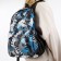 Youth backpack from textiles, 3 pockets, blue/gray color