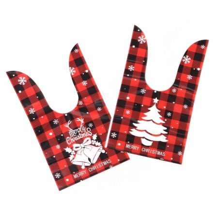 Polyethylene gift package with ears "Red Cage", 13 x 23 cm