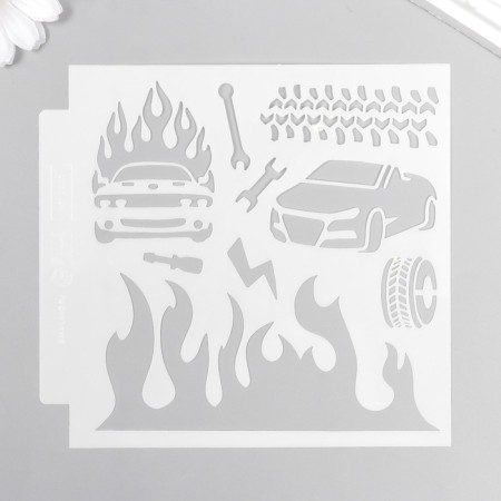Plastic stencil "Racing cars" 13x13 cm