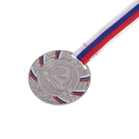 Prize medal 057 diam 5 cm. 2 place, tricolor. Color ser. With a ribbon-4