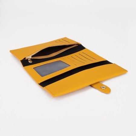 Women's wallet on the button, yellow color-3