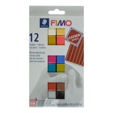 A set of plastic - polymer clay, Leather -Effect (with skin effect), 12 colors of 25 g