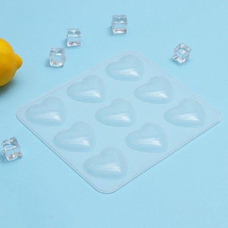 Form for jewelry "hearts", silicone, 20 × 17.5 × 0.6 cm, 9 cells (5.5 × 5 cm)-1