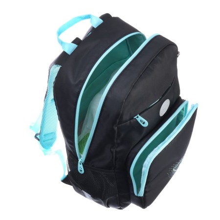 School backpack, 40 x 25 x 13 cm, Grizzly, ergonomic back, laptop department, black/turquoise-7
