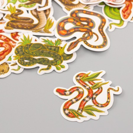 Stickers for creativity "Snake" embossing gold set 48 pcs 9x7x0.8 cm-3