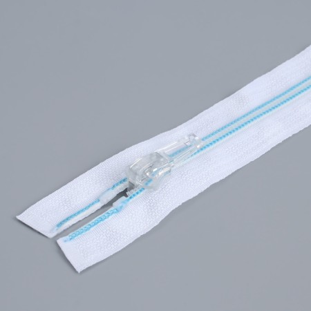Lightning "Spiral", No. 5, detachable, automatic lock, 80 cm, white/blue color-1