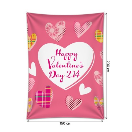 Decorative panel with photo printing "Stylish hearts", vertical, size 150x200 cm-1