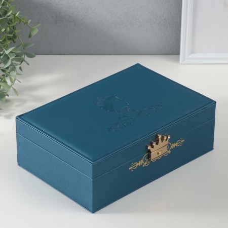 Casket to the leatherette for jewelry "Queen" blue 18x27x9 cm-1