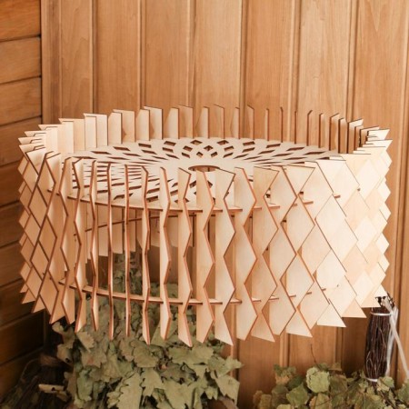 Wooden lampshade "Ball with zigms", d = 45cm