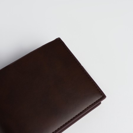 Male purse without fastening, department for cards, coins, brown color-3