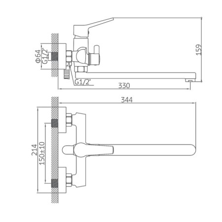 Accoona A71300F bath mixer, single -leaf, pour 300 mm, shower set, black-8