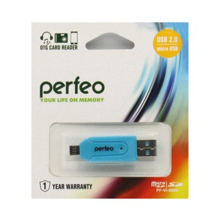 OTG Perfeo PF-VI-O004, USB/Micro USB/Micro SD/MMC, blue-1