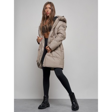Coat insulated winter female, size 54, beige color-11