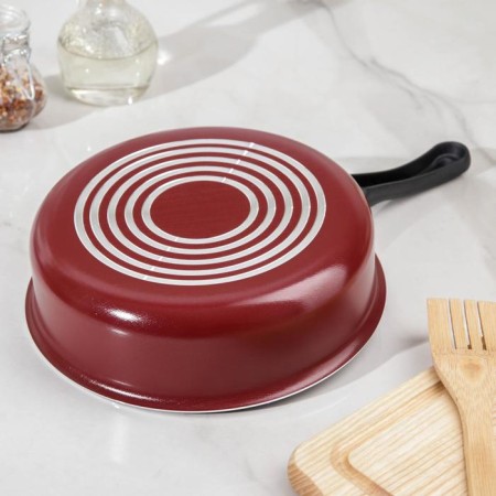 Stein "Expert", 1.7 l, d = 20 cm, plastic handle, glass cover, anti -stick coating, burgundy color-2