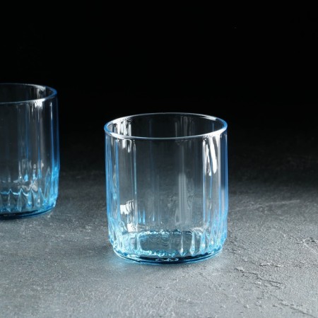 Set of glass glasses Leia, 3 pcs, 265 ml, blue-1