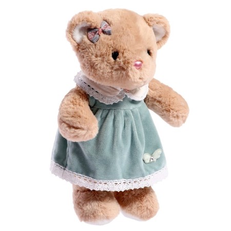 Soft toy "Bear" in a green dress, 30 cm-1