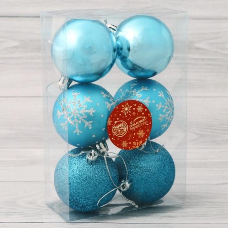 Set of balls plastic D-6 cm, 6 pcs "Magic Night of Assorted" Blue-1
