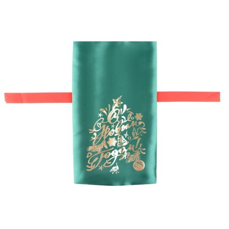 Bag "Happy New Year!", Christmas tree and toys, green, 20 x 30cm-1