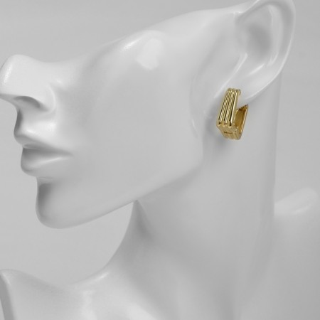 Earrings Metal "Chord" stripes, color gold-4