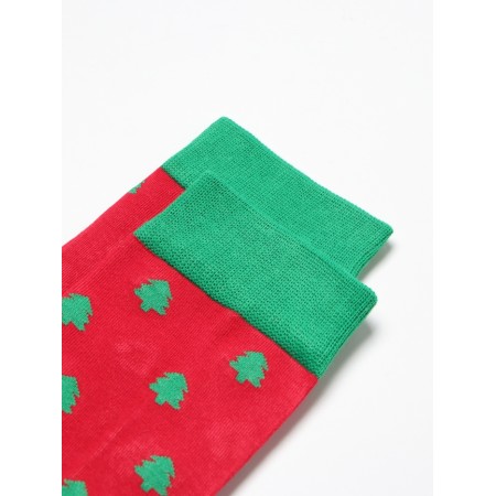 Men's socks "Small green Christmas trees", red color, rr 39-44-1