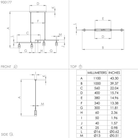 Suspended ceiling lamp Lurone, 4x10W E27-4