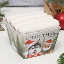 New Year. A set of kitchen towels of the share, white color, 35x60 cm - 4pcs, 100% HL, waffle 220 g/m2