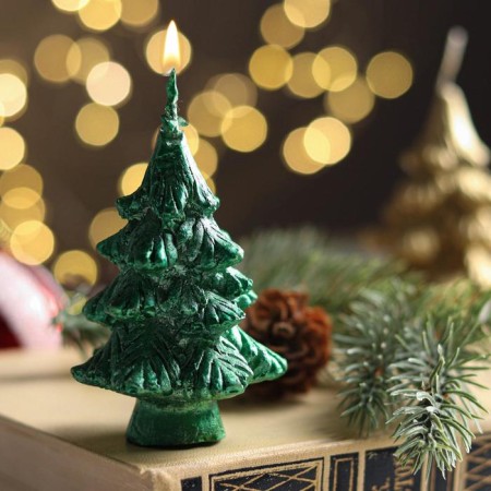New Year's candle "Christmas tree on the stump", 7 cm, green
