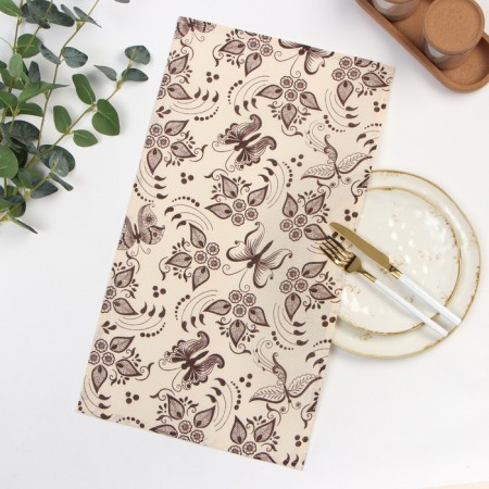 Towel 35x60cm butterflies, beige, waffle, 120 g/m2, cotton 100%