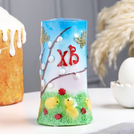 Candle-cylinder "Easter morning", 8x13.5 cm, 350 gr, mix-2