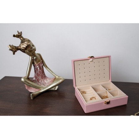 Polystone souvenir "Baby with two tails" gold with pink 21x13.5x26 cm-4